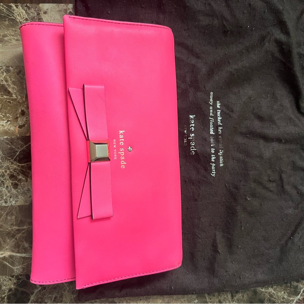 Kate Spade Pink Clutch with Bow Accent